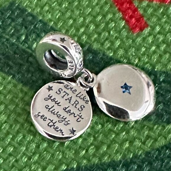 New Pandora S925 ALE Sterling Silver Family Love Double Dangle Charm - Picture 2 of 3